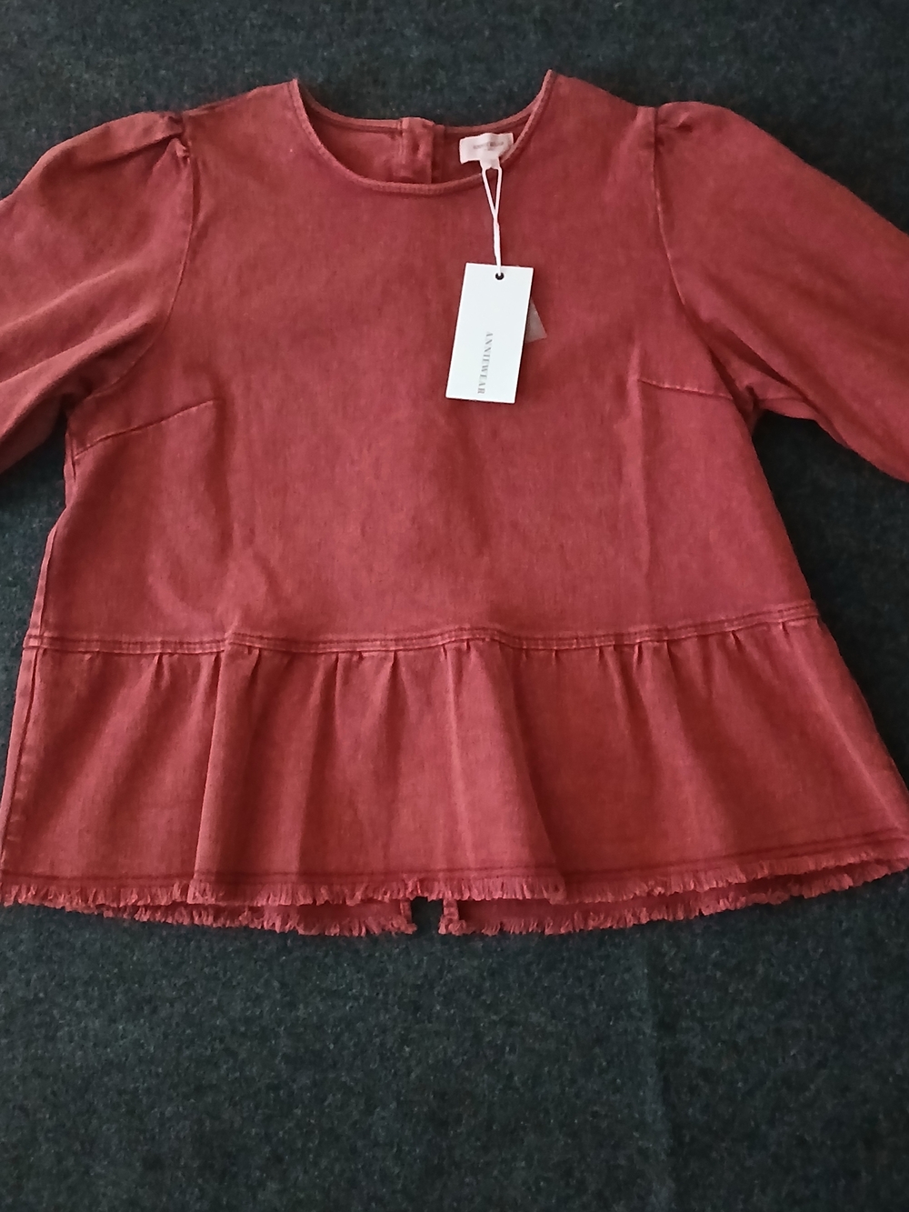 Women's Rust Peplum Long-Sleeve Top